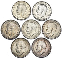 1911 - 1919 Threepences Lot (7 Coins) - British Silver Coins High Grades