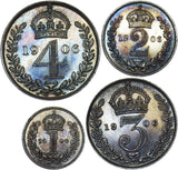1906 Maundy set (With Dated Case) - Edward VII British Silver Coins - Very Nice