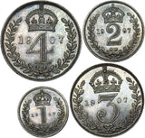 1907 Maundy set - Edward VII British Silver Coins - Superb