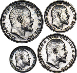 1908 Maundy set - Edward VII British Silver Coins - Very Nice