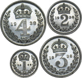 1938 Maundy set - George VI British Silver Coins - Superb