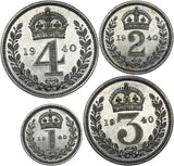 1940 Maundy set - George VI British Silver Coins - Superb