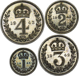 1942 Maundy set - George VI British Silver Coins - Superb