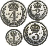 1943 Maundy set - George VI British Silver Coins - Superb