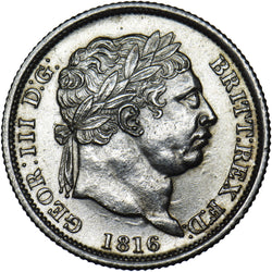 1816 Shilling - George III British Silver Coin - Very Nice