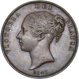 1841 Penny - Victoria British Copper Coin - Very Nice