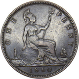 1860 Penny (F10 2+D) - Victoria British Bronze Coin - Nice