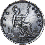 1866 Penny - Victoria British Bronze Coin - Nice
