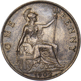 1902 Penny (Low tide.) - Edward VII British Bronze Coin - Very Nice