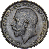 1912 H Penny - George V British Bronze Coin - Very Nice