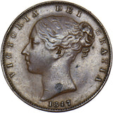 1847 Farthing - Victoria British Copper Coin - Nice