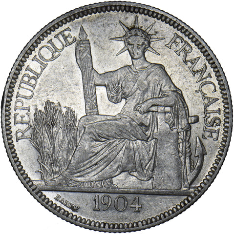 1904 French Indo-China 1 Piastre - Silver Coin