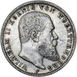 1909 F Germany Württemberg 3 Mark - Silver Coin