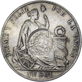 1894 Guatemala 1/2 Real Silver Coin - Counterstamped 1889 Peru 1 Sol- Very Nice
