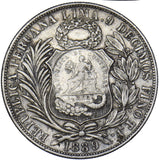 1894 Guatemala 1/2 Real Silver Coin - Counterstamped 1889 Peru 1 Sol- Very Nice