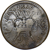 1689 Ireland September Gunmoney Halfcrown - Copper Coin