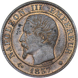 1857 MA France 5 Centimes - Bronze Coin