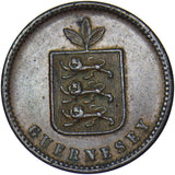1858 Guernsey 2 Doubles - Copper Coin