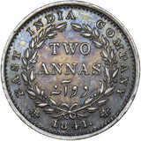1841 India 2 Annas - Silver Coin