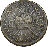 1689 (January) Ireland Gunmoney Shilling - James II Copper/Brass Coin