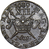1689 (November) Ireland Gunmoney Shilling - James II Copper/Brass Coin