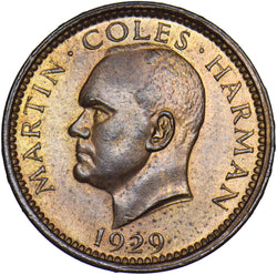 1929 Lundy Half Puffin - Martin Coles Harman Bronze Coin