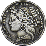 1880 Peru 1 Peseta - Silver Coin