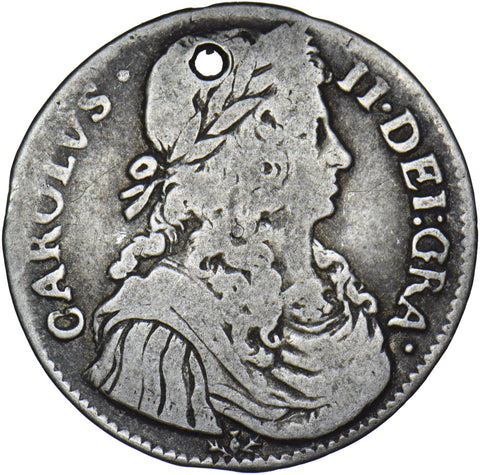 1669 Scotland 1 Merk (Holed) - Charles II Silver Coin