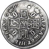1669 Scotland 1 Merk (Holed) - Charles II Silver Coin