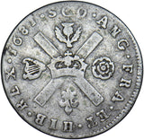 1681 Scotland 1/16 Dollar (1/4 Merk) - Charles II Silver Coin
