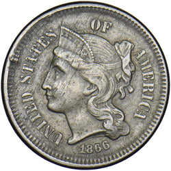 1866 USA 3 Cents - Cupro-Nickel Coin