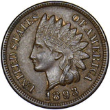 1893 USA 1 Cent Penny - Bronze Coin