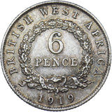 1919 British West Africa 6 Pence - George V Silver Coin