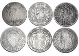 1817 - 1915 Halfcrowns Lot (6 Coins) - British Silver Coins - All Different
