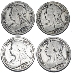 1893 - 1896 Halfcrowns Lot (4 Coins) - Victoria British Silver Coins - Date Run
