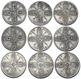 1911 - 1919 Florins Lot (9 Coins) - George V British Silver Coins - Date Run