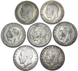 1920 - 1926 Florins Lot (7 Coins) - George V British Silver Coins - Date Run