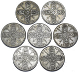 1920 - 1926 Florins Lot (7 Coins) - George V British Silver Coins - Date Run