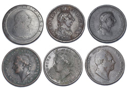 1797 - 1831 Pennies Lot (6 Coins) - British Copper Coins - All Different