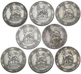 1902 - 1910 Shillings Lot (8 Coins) - British Silver Coins - All Different