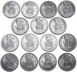 1937 - 1951 High Grade English Shillings Lot (15 Coins) - British Silver Coins
