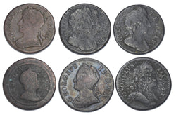 1672 - 1774 Farthings Lot (6 Coins) - British Copper Coins - All Different Types