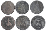 1672 - 1774 Farthings Lot (6 Coins) - British Copper Coins - All Different Types