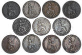 1838 - 1854 Farthings Lot (11 Coins) - British Copper Coins - All Different