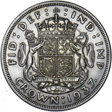 1937 Crown - George VI British Silver Coin - Very Nice