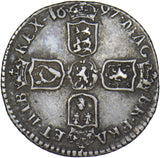 1697 B Sixpence (Bristol Mint B over E) - William III British Silver Coin - Nice