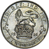 1916 Sixpence - George V British Silver Coin - Very Nice