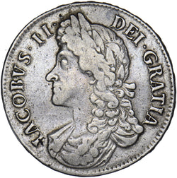 1687 Crown - James II British Silver Coin - Nice