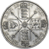 1887 Double Florin (Scarce Dies 1B) - Victoria British Silver Coin - Very Nice