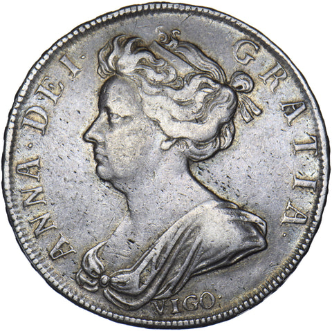 1703 Vigo Halfcrown - Anne British Silver Coin - Nice